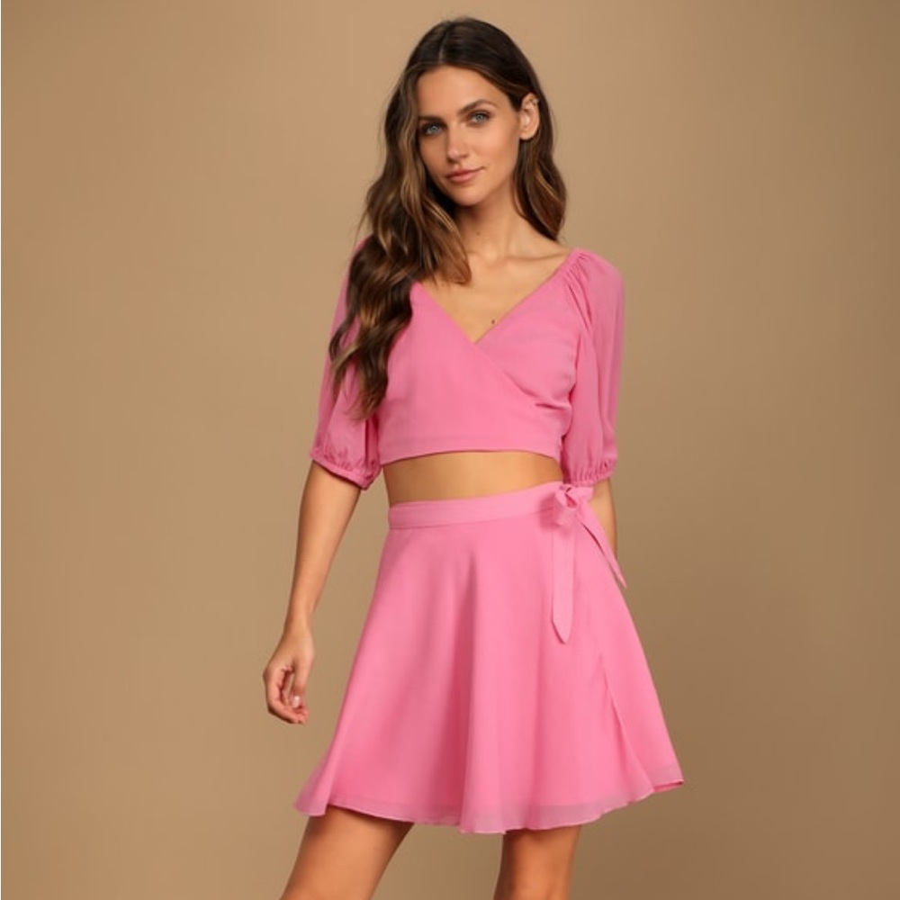 Pink Wrap Mini Skirt